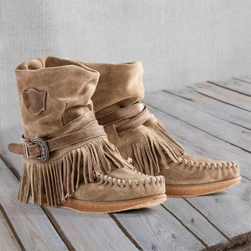 Tasmota - Botas Retro con borlas para mujer,
